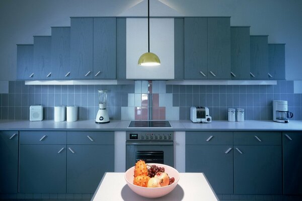 Modern kitchen design in blue