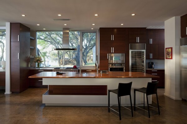 Stylish interior of a large kitchen