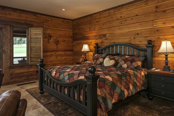 Bedroom in a hunting house