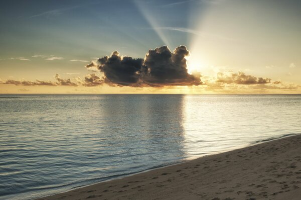 The sun s rays on the sea landscape