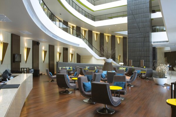 Hotel lobby with comfortable chairs