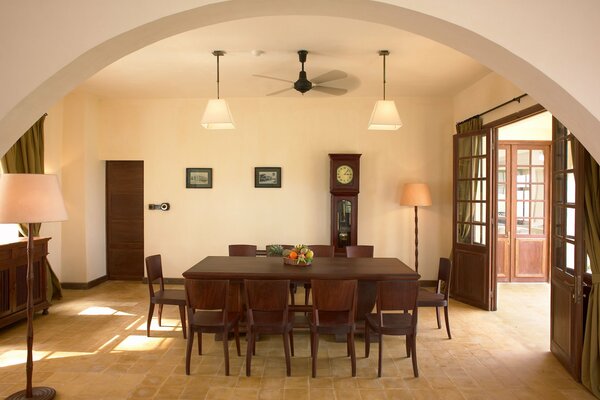 Stylish design of the dining room in the villa