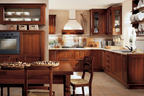 Interni della cucina classica in Villa