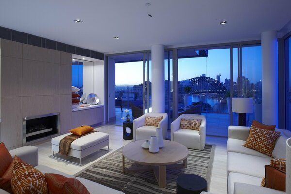 Stylish interior with a beautiful view