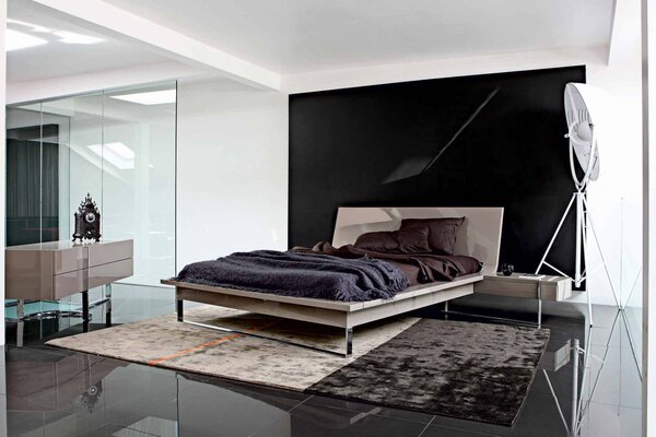 Designer interior with minimalist bedroom