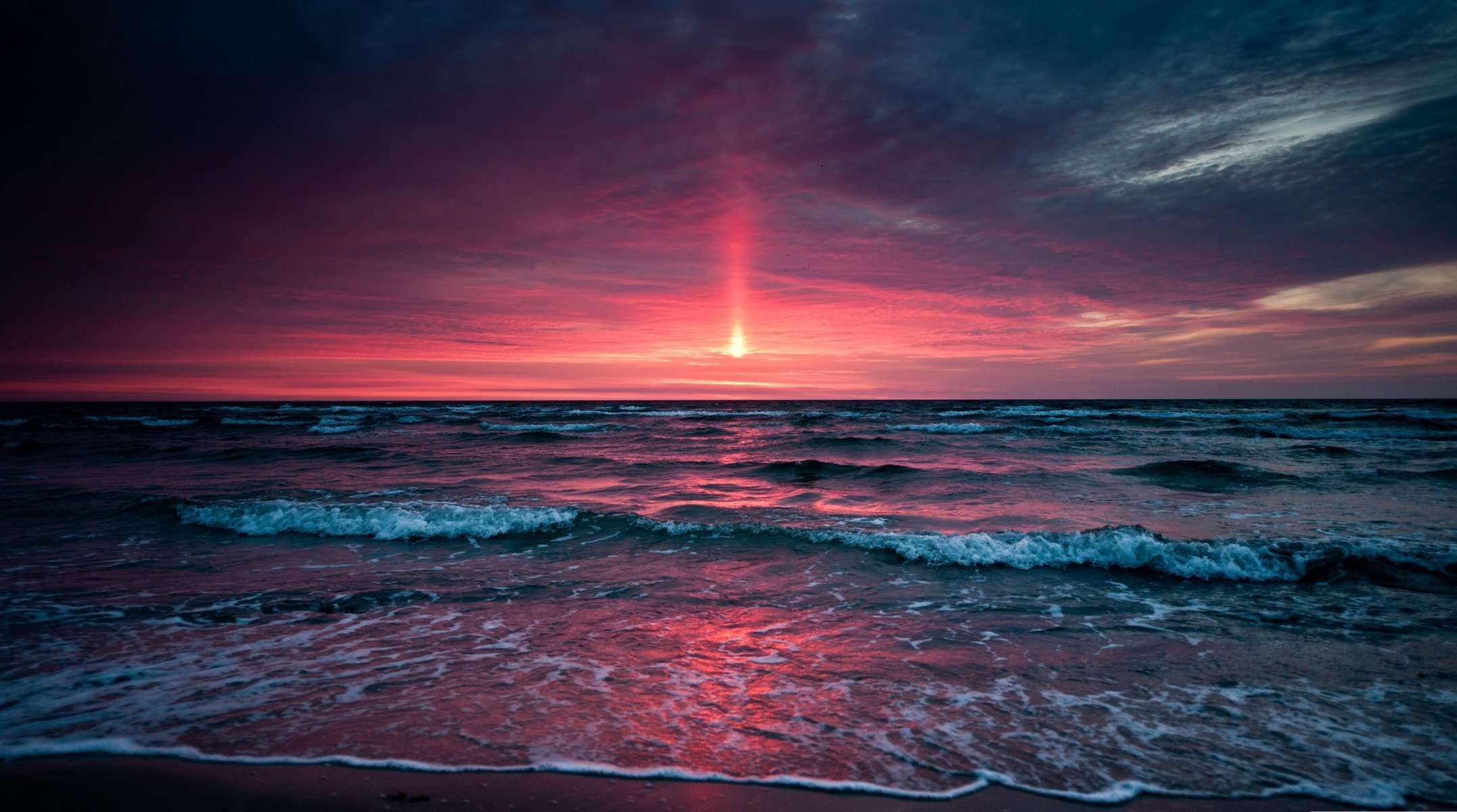 mar puesta de sol noche rojo