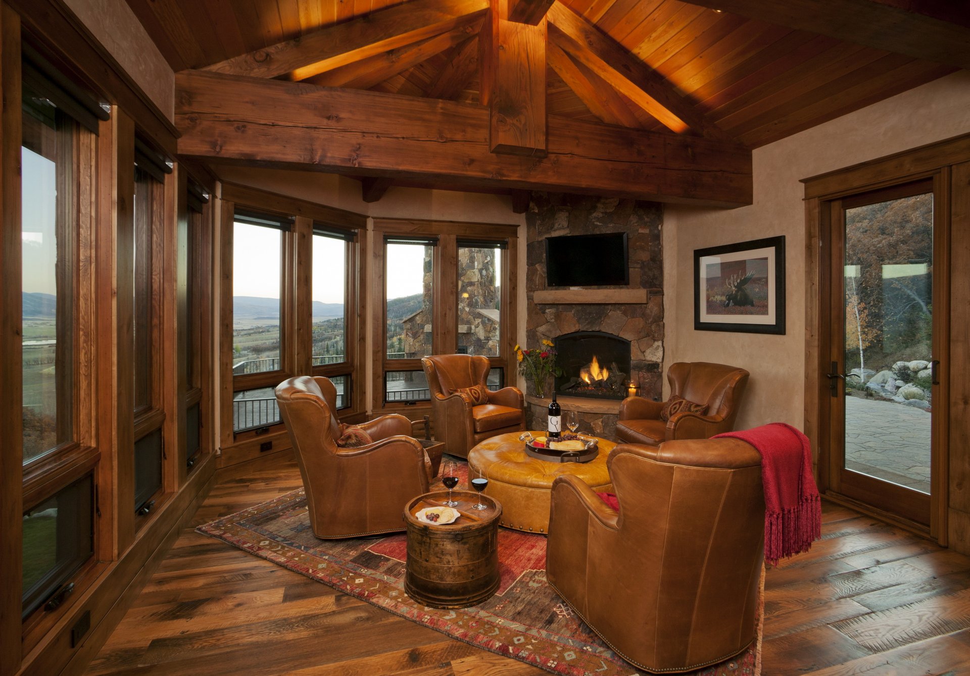 interior chair fireplace window design photo