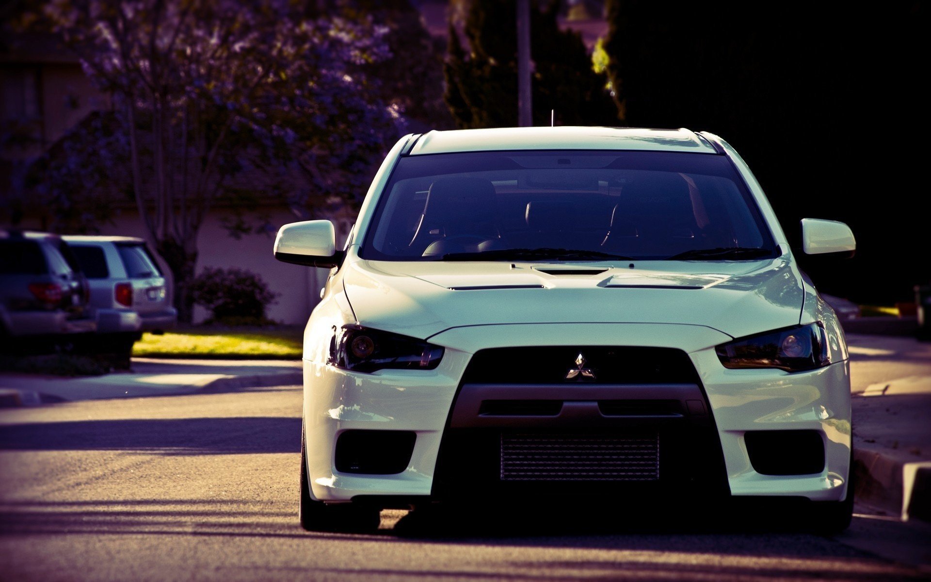 mitsubishi lancer auto evolución frente coche x