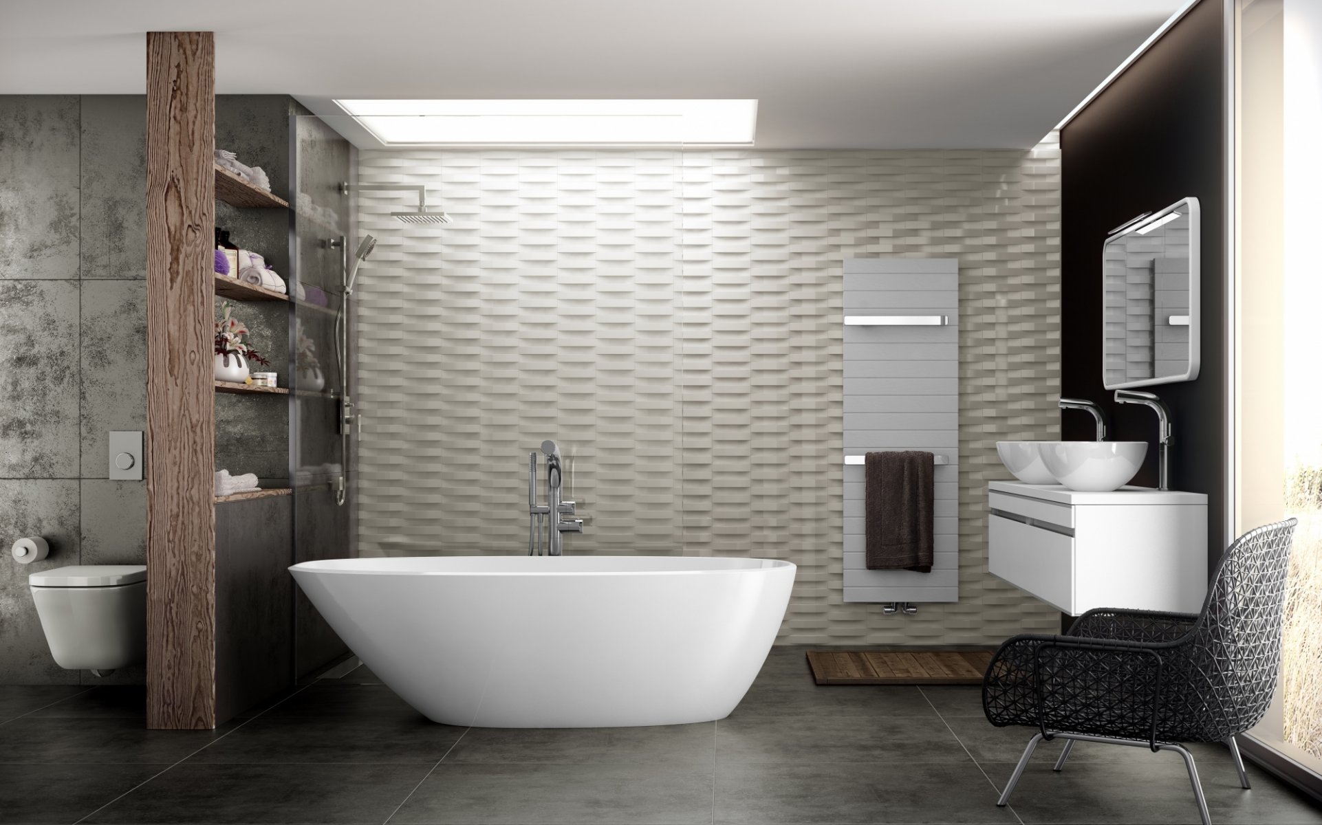 interieur design modern badezimmer badewanne sessel projekt