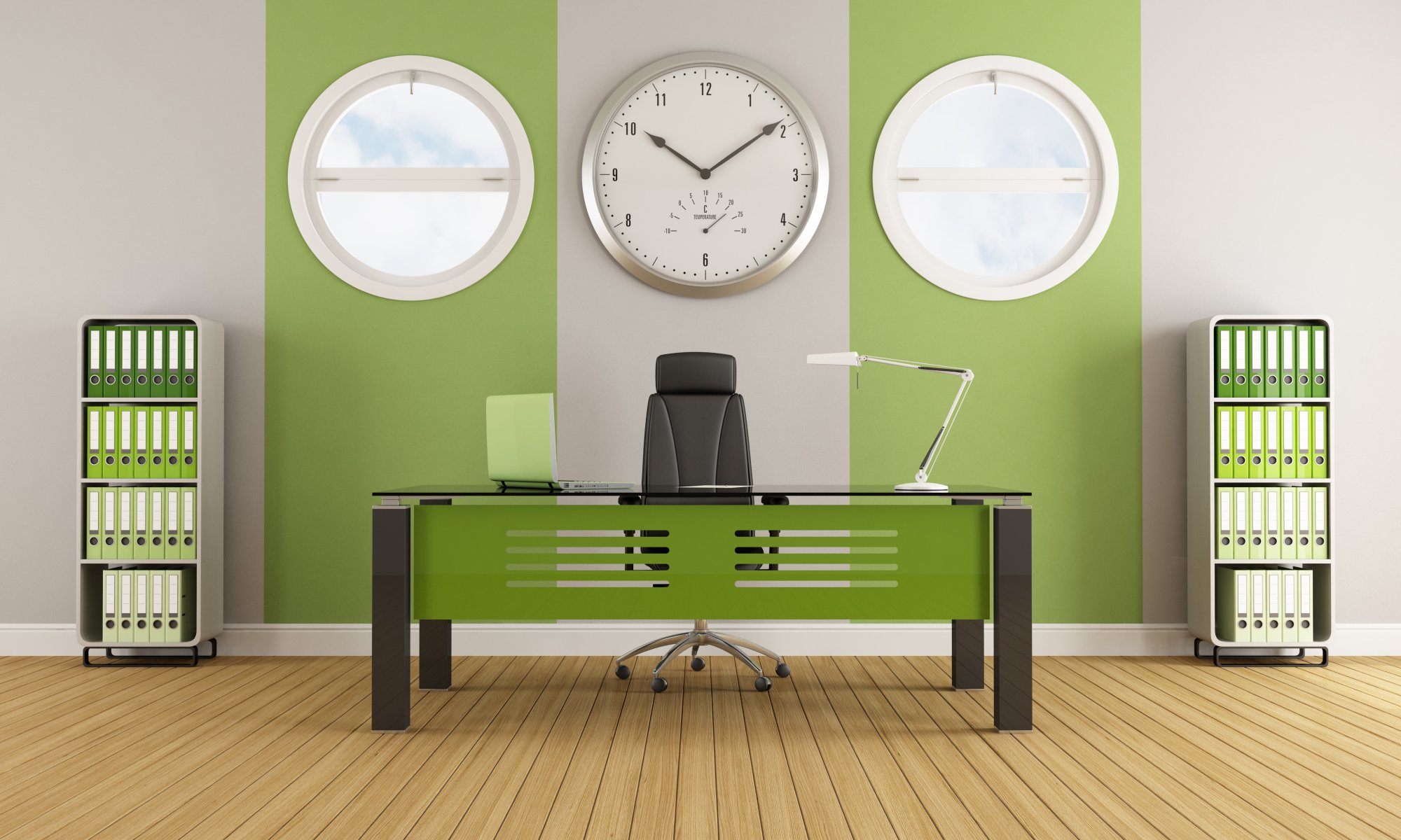 interior stylish design green contemporary office