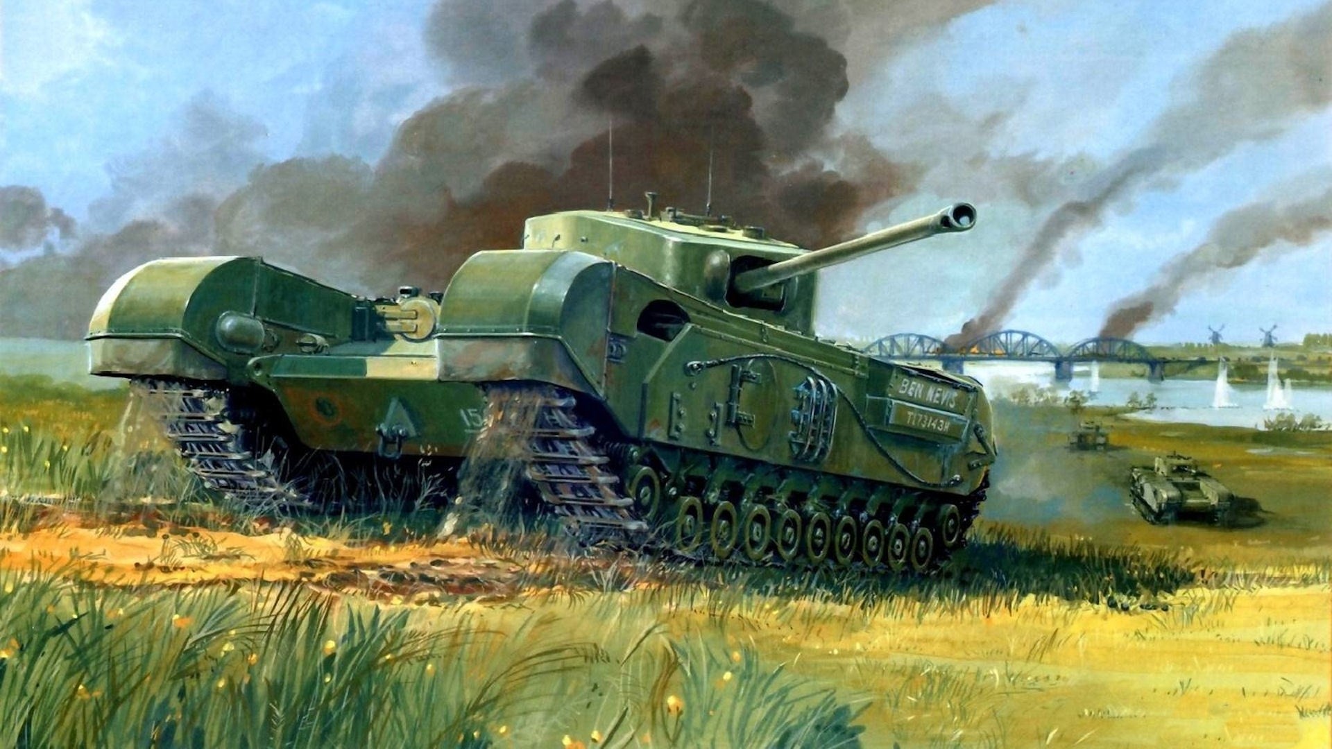 tanque de infantería dibujo guerra puente tanque dibujado a mano