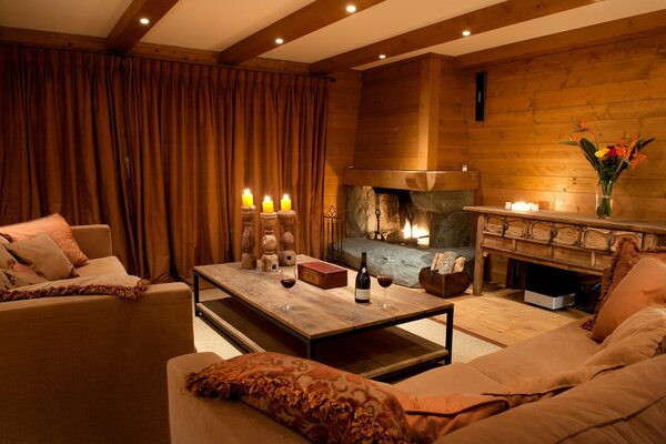 Cozy lounge with fireplace