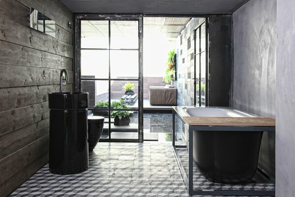 Stylish bathroom in a dark style