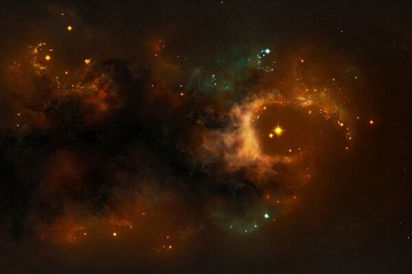 There are many colored stars in the nebula