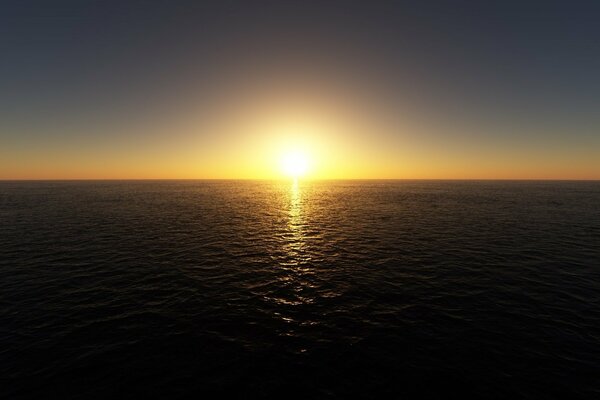 Piękny zachód Słońca tylko morze słońce i niebo