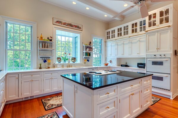 Modern interior of a large kitchen