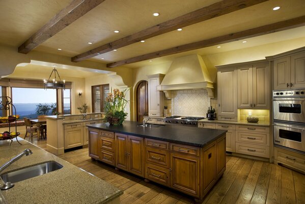 Stylish kitchen with household appliances