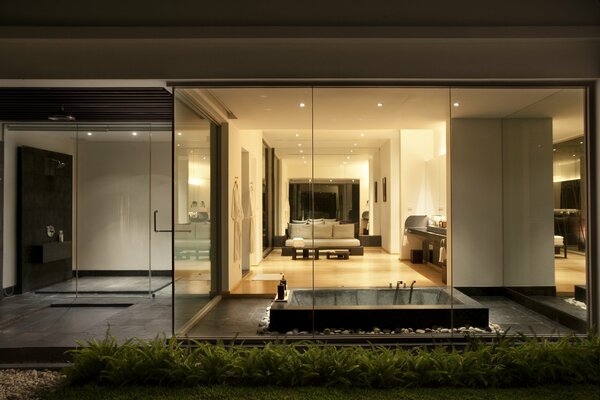 Stylish hotel in Phuket with glass walls