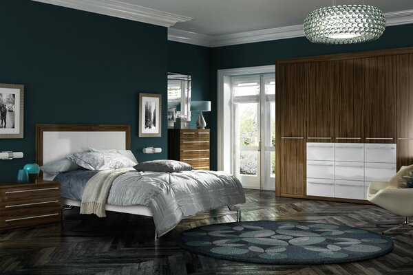 Bedroom with a bed in dark colors