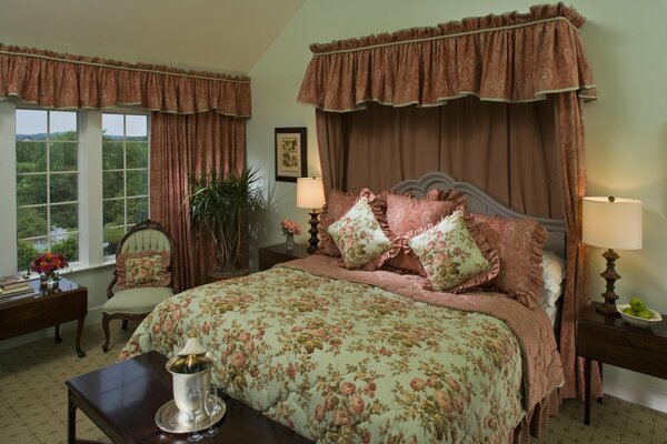 Stylish antique bedroom interior