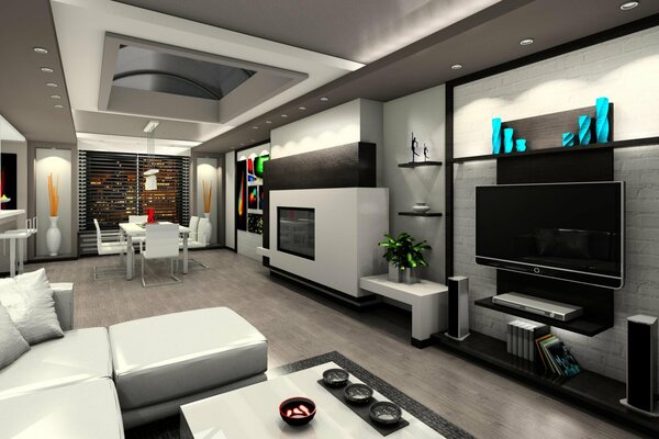 Wnętrze nowoczesnego mieszkania w jasnych kolorach