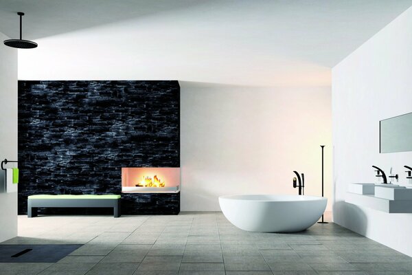 Spacious stylish bathroom