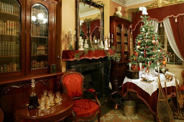 Décoration de Noël dans une maison de campagne