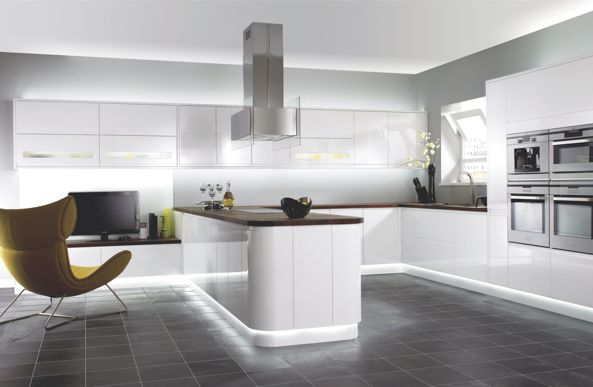 interni stile design casa camera cucina bianco minimalista cucina con studio moderno