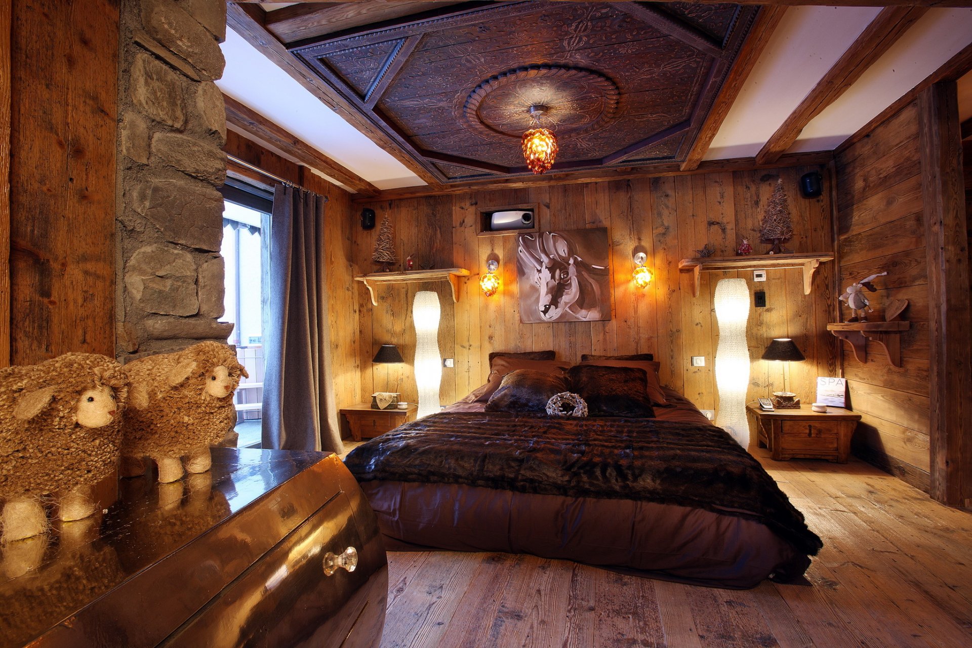 interior bed bedroom room wood design ceiling photo