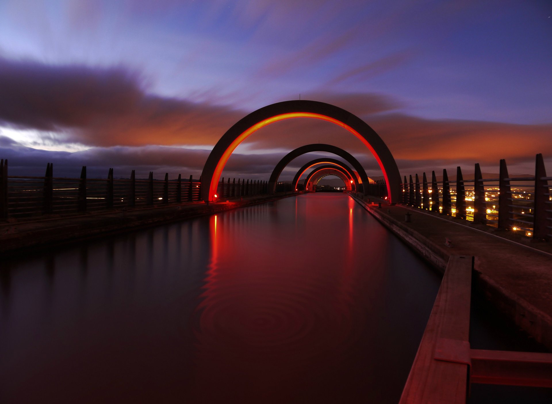 great britain city night großbritannien scotland lights falkirk united kingdom