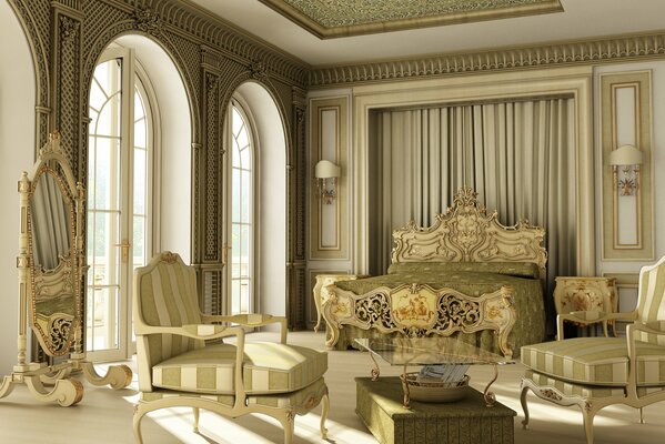 Camera da letto lussuosa in un design elegante