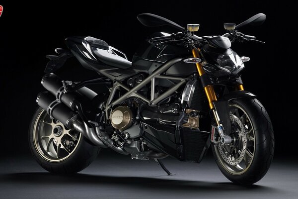 Cool black ducati bike on a black background