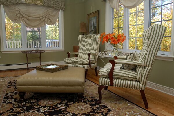 Exquisita sala de estar de estilo clásico