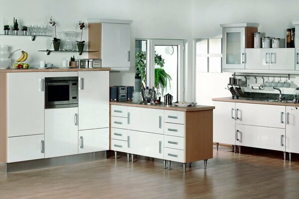 Large white kitchen with appliances