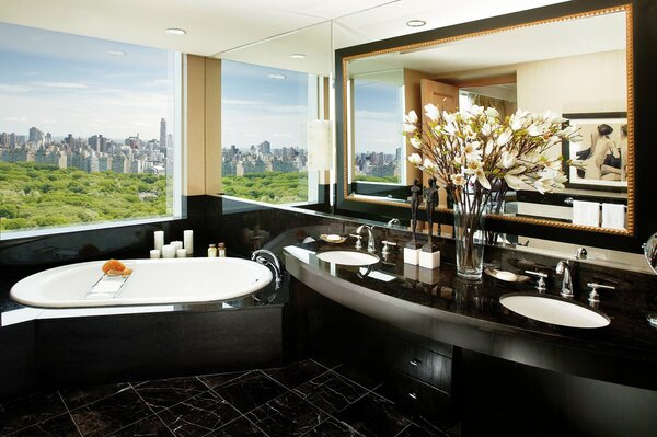 Interior bathroom in black