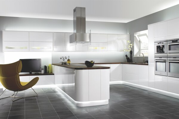 Modern kitchen style in white tones
