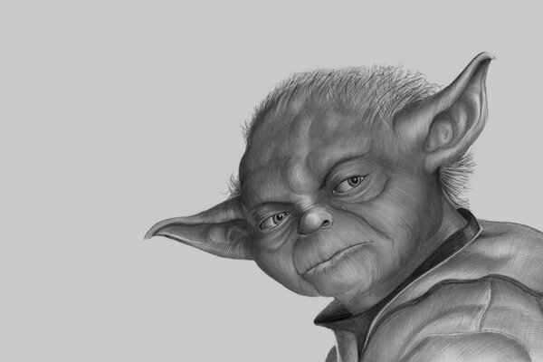 Portrait de Yoda au crayon de Star Wars