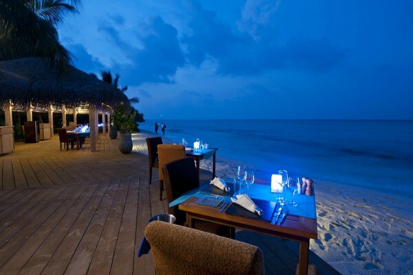 Dinner tables near the sea