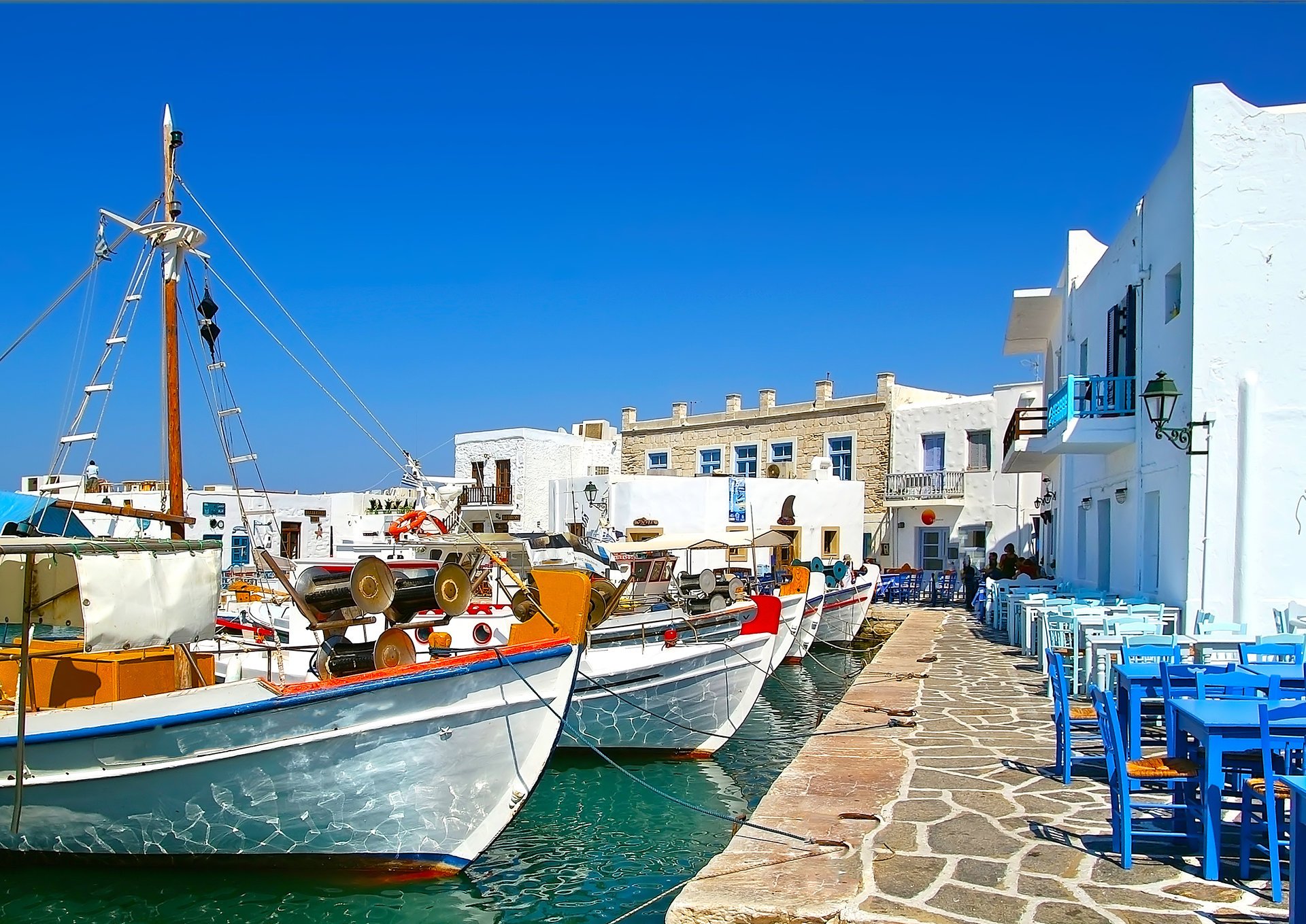 natura grecia paesaggio barche cielo mare nuvole case