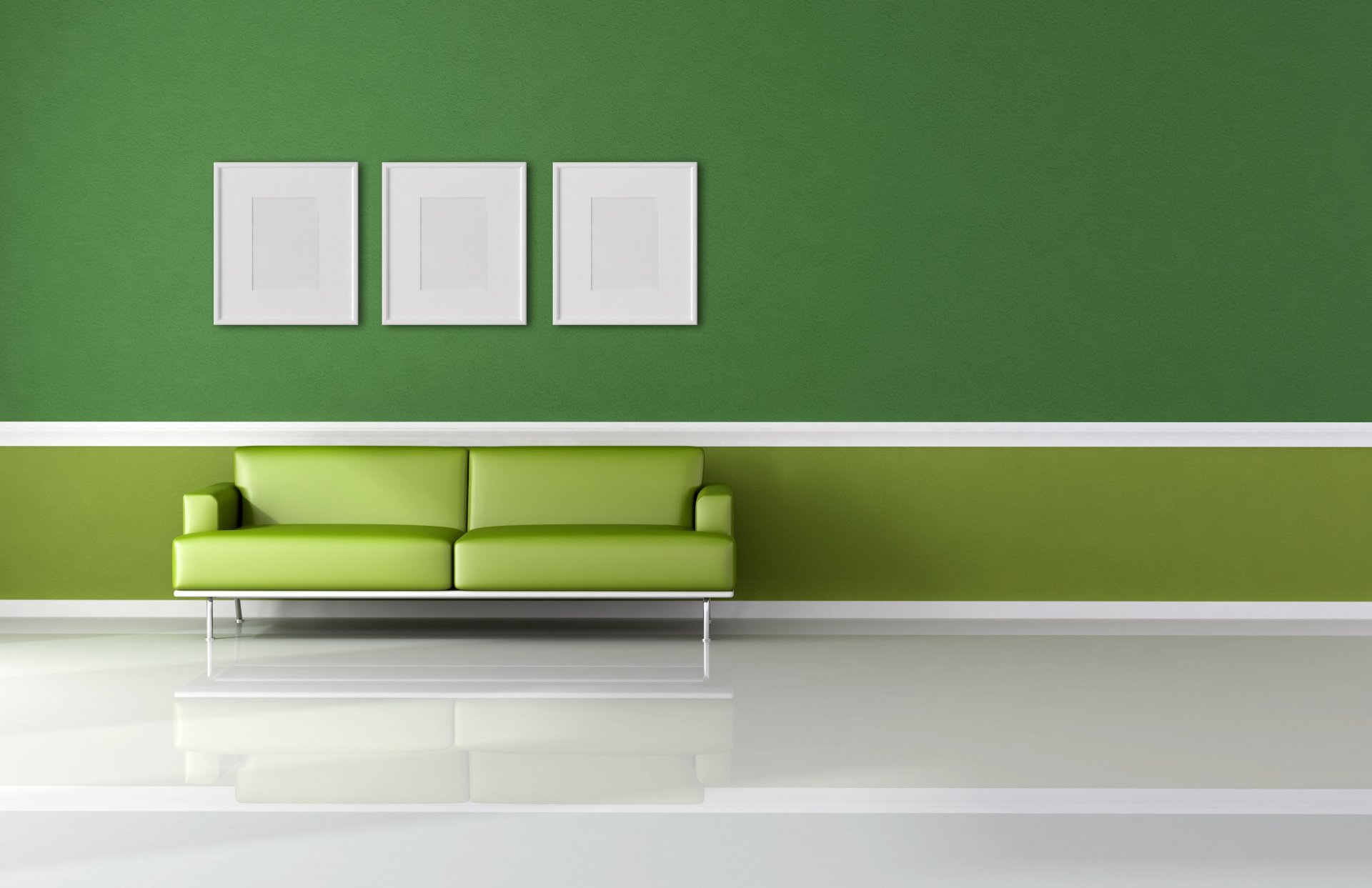 sofá minimalismo verde blanco