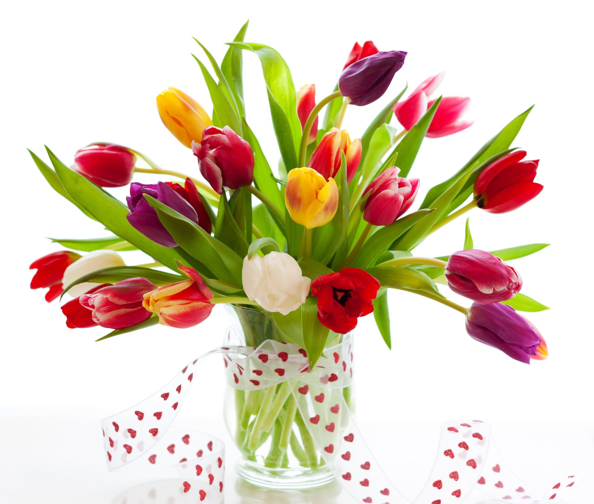 bouquet tulipes vase ruban