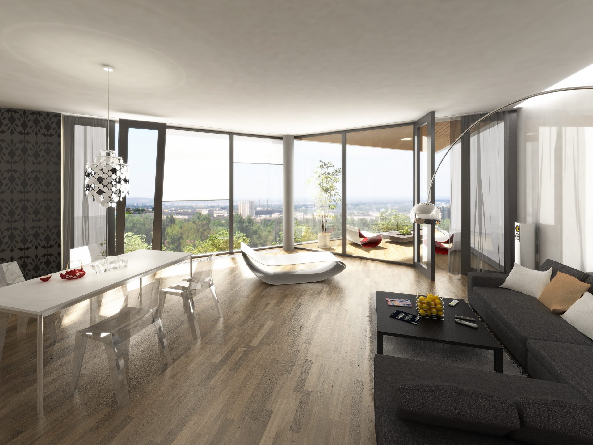 interieur stil design stadt stadtwohnung penthouse wohnraum terrasse tschechische terrassen