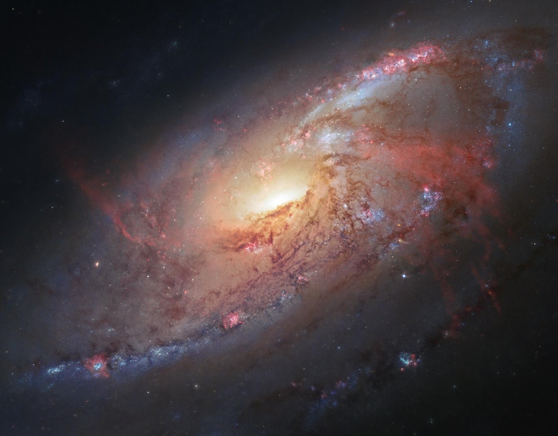 m106 espacio estrellas telescopio espacial hubble galaxia espiral