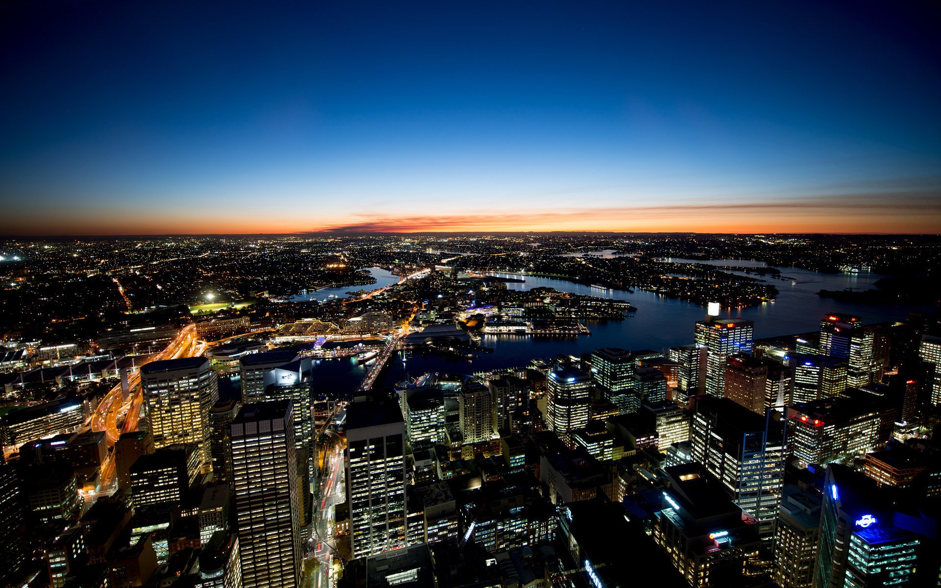 sydney sydney tramonto città australia cielo orizzonte