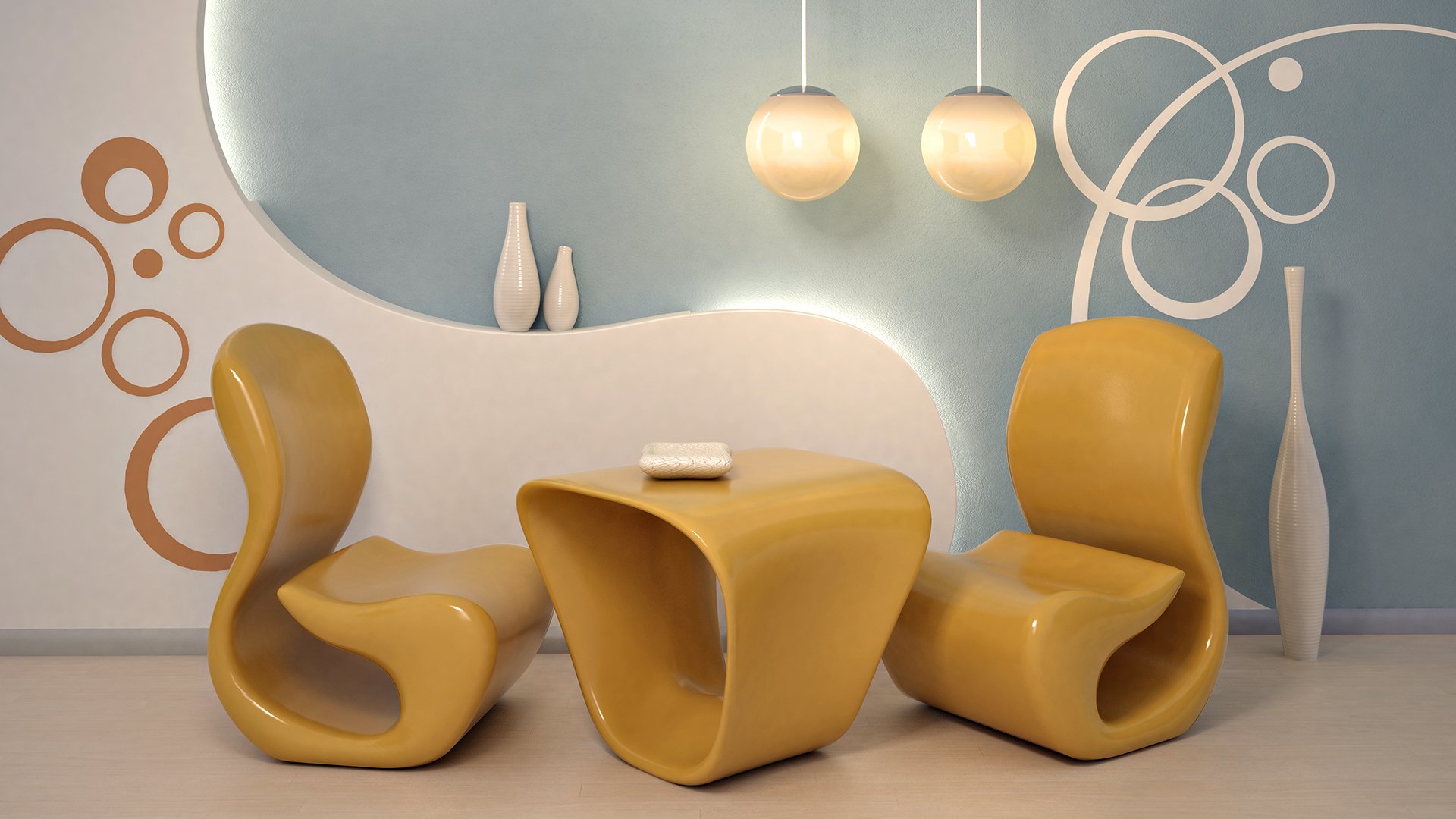 interior sitio apartamento diseño estilo sillón forma amarillo florero