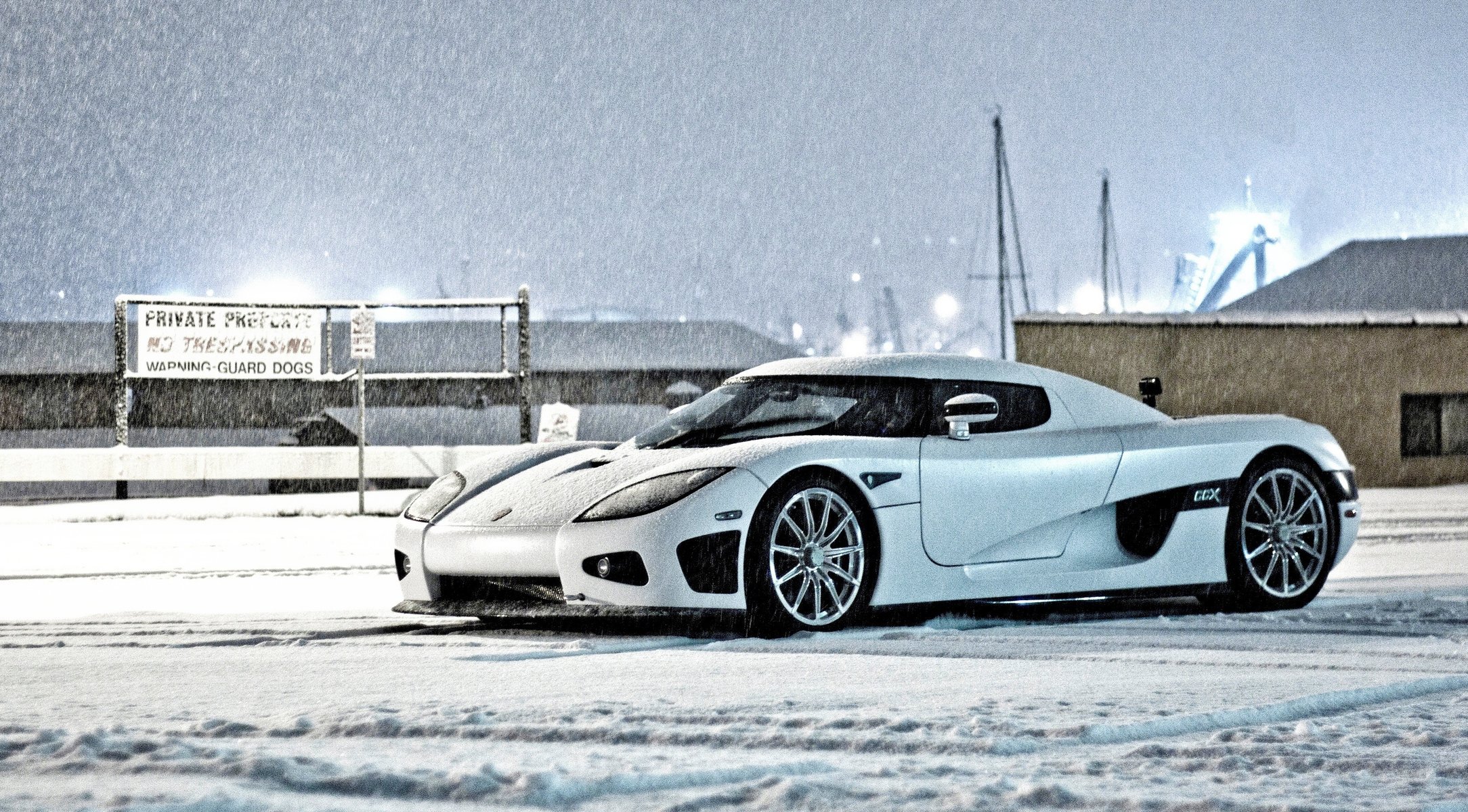 ccx кенинсегг вид сбоку белый winter koenigsegg зима white snow