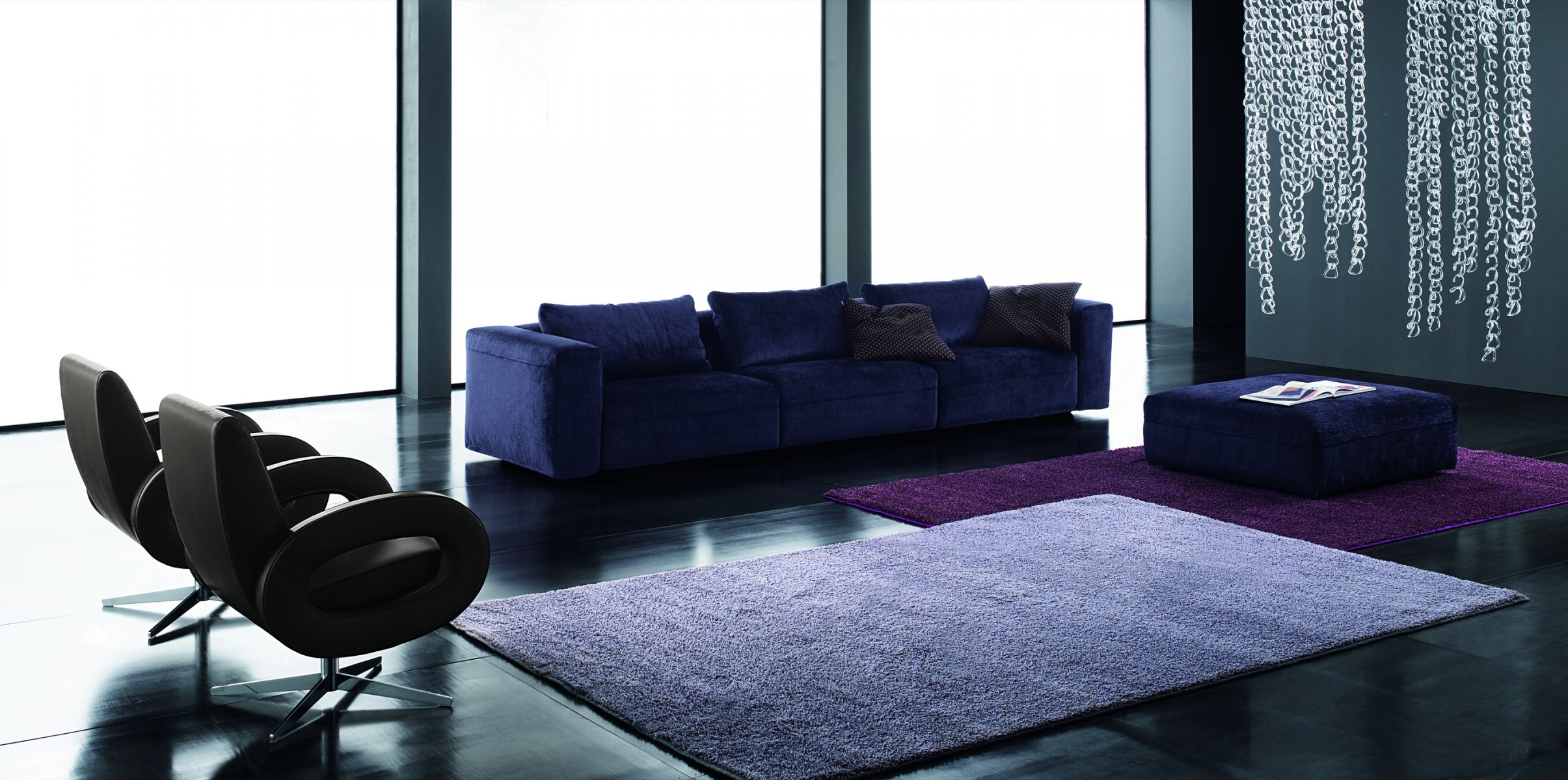 ofa carpet chair interior chandelier purple blue