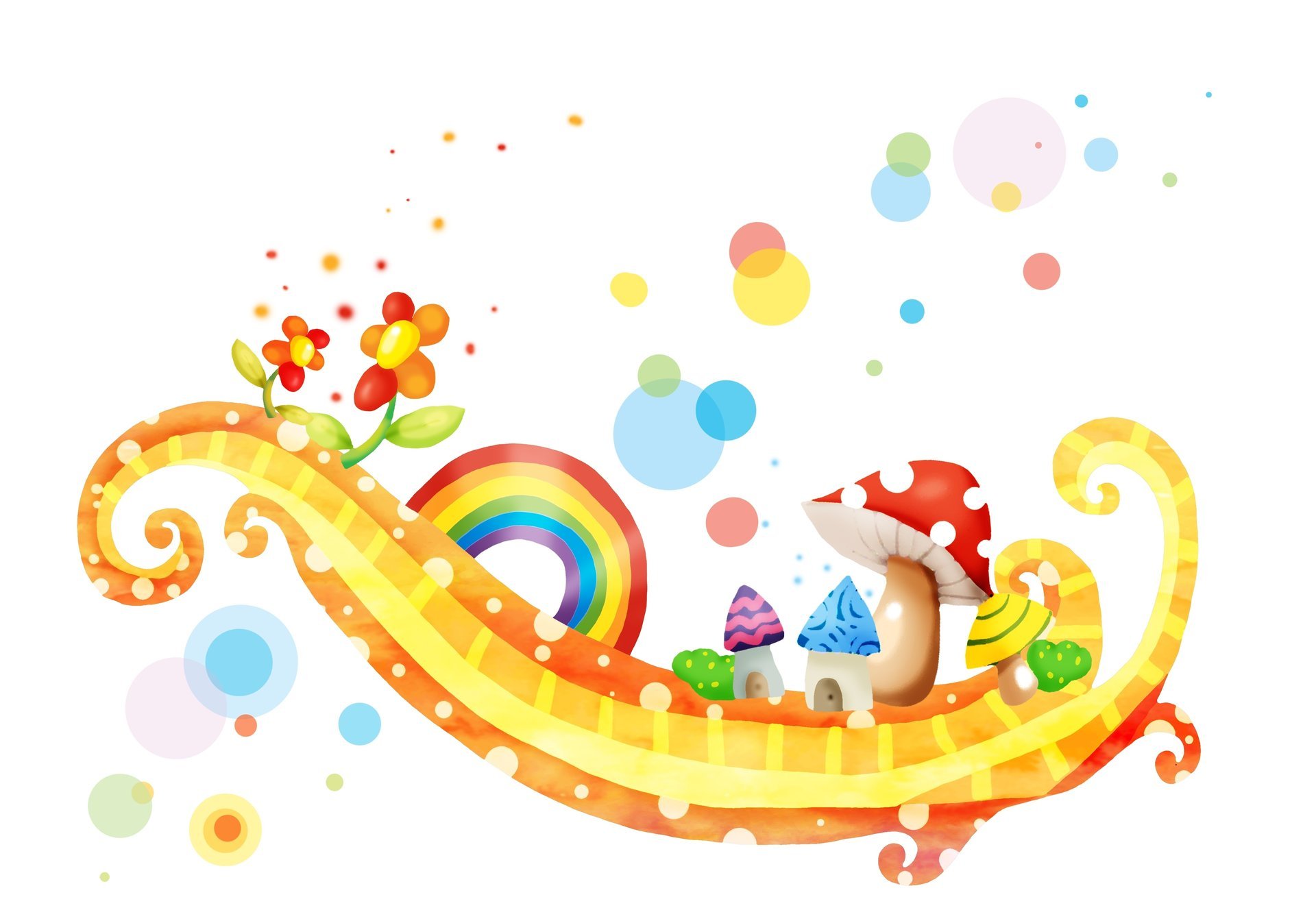 flowers mushrooms home rainbow baby wallpaper