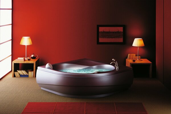 Cadre romantique avec baignoire jacuzzi