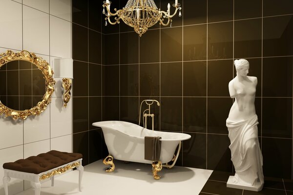 Королевская черно-белая ванная комната